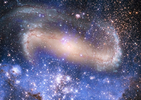 Stars and spiral galaxy in a free space の写真素材