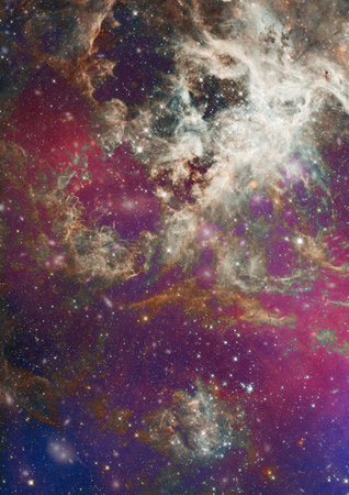 Far being shone nebula and star field against space 