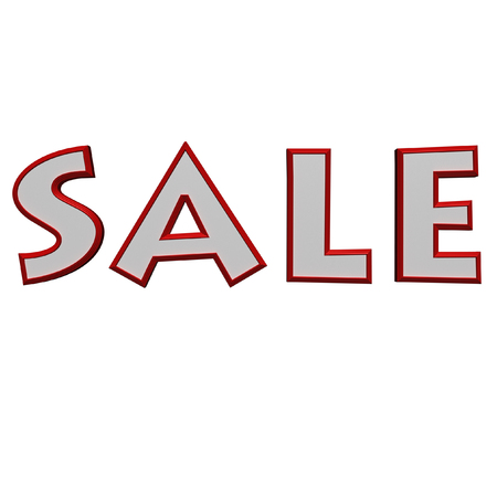 glossy red three-dimensional inscription saleの写真素材