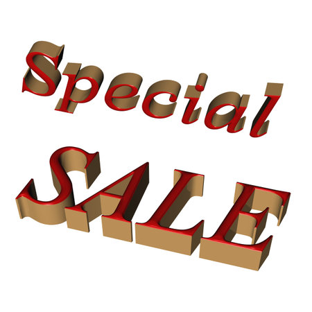 Glossy red three-dimensional inscription Special Sale as a sign 