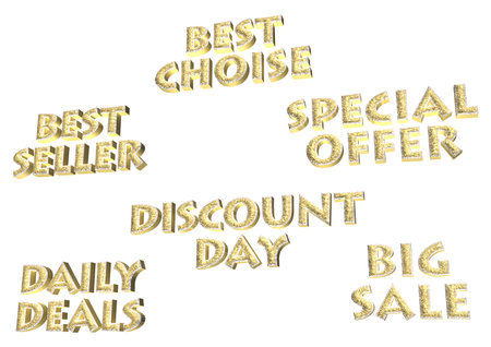 Set of inscriptions for sale a three-dimensional render.