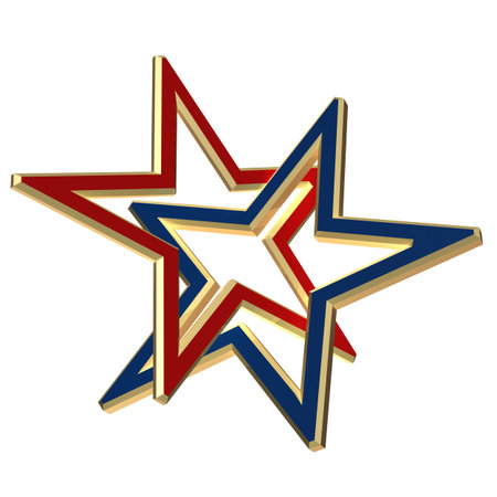 Stars Isolated on white. Three dimensional render.