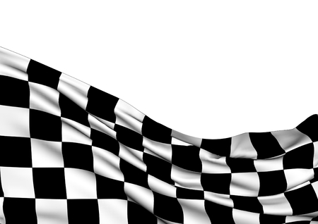 Background with waving racing three-dimensional checkered flag of end race.の写真素材