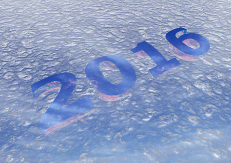 Three-dimensional inscription 2016. Creative greeting card design.