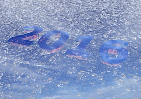 Three-dimensional inscription 2016. Creative greeting card design.の写真素材