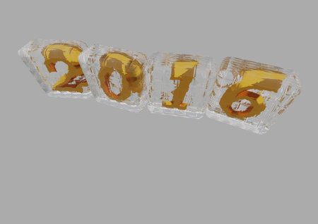 Three-dimensional inscription 2016. Creative greeting card design.の写真素材