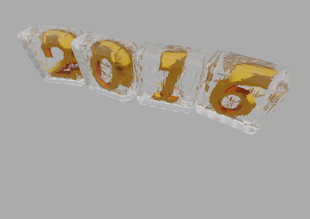 Three-dimensional inscription 2016. Creative greeting card design.