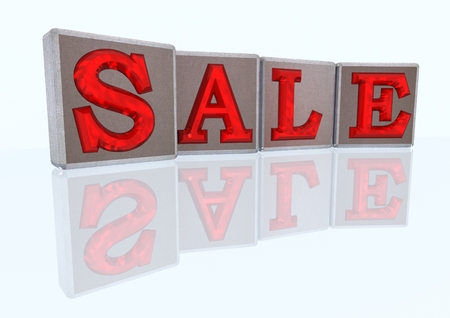 The SALE word made of blocks with lettersの写真素材