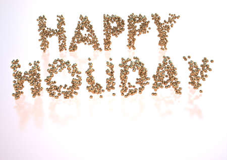 The three-dimensional inscription the Happy holiday is made small spheres.の写真素材