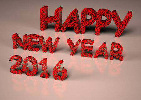 The three-dimensional inscription the Happy New Year 2016 is made small cubes.