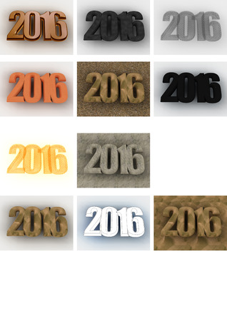 Set of three-dimensional inscriptions 2016. Creative greeting card design.の写真素材