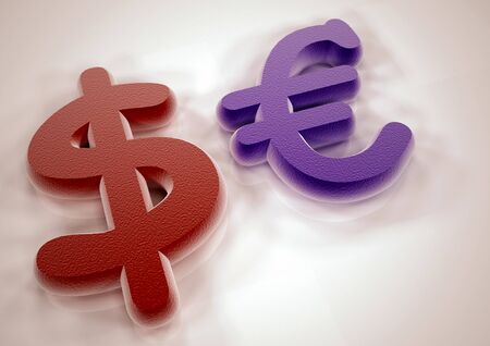 International economy currency units: euro and dollarの写真素材