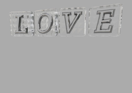 The LOVE word made of blocks with letters