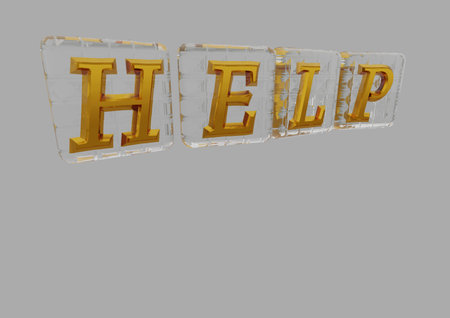 The HELP word made of blocks with letters