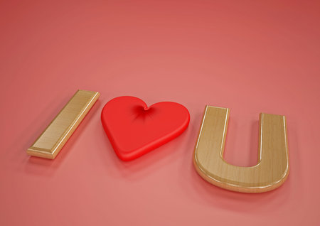 Dimensional inscription of I LOVE You and heart near it.