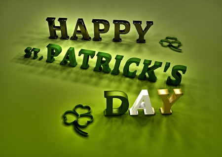 Happy St. Patrick's Day  on green background.の写真素材