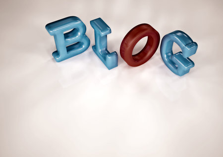 Glossy three-dimensional inscription Blog on dimensional background.
