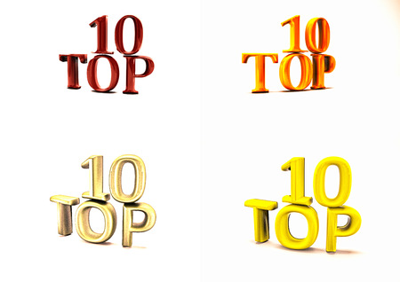 Set of pictures dimensional inscription of Top 10 on background. 3D illustration.の写真素材