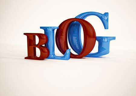 Glossy three-dimensional inscription Blog on dimensional background. 3D illustration.の写真素材