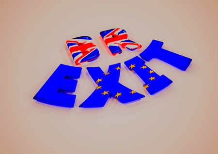 Glossy three-dimensional inscription Br Exit on dimensional background. 3D illustration.の写真素材