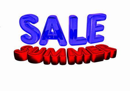 Dimensional inscription of Summer SALE and percents near it. 3D illustration.の写真素材