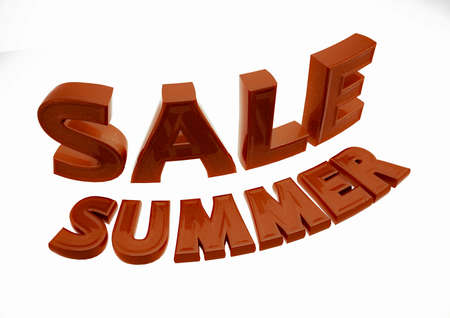 Dimensional inscription of Summer SALE and percents near it. 3D illustration.の写真素材