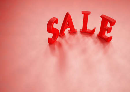Dimensional inscription of SALE and percents near it. 3D illustration.の写真素材