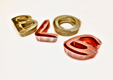 Glossy three-dimensional inscription Blog on dimensional background. 3D illustration.の写真素材