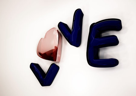 Dimensional inscription of LOVE on background. 3D illustration.