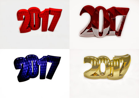 Set of pictures new year 2017 abstract backgrounds. 3D render.