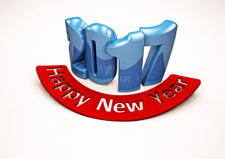 Happy New year 2017 abstract background. 3D render.
