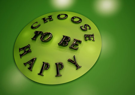 CHOOSE TO BE HAPPY word on background. 3d render.
