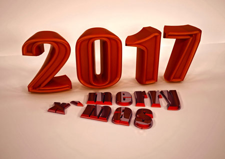 Merry Christmas modern abstract inscription. 3D rendering