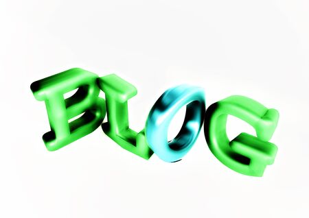 Glossy three-dimensional inscription Blog on dimensional background. 3D illustration.の写真素材