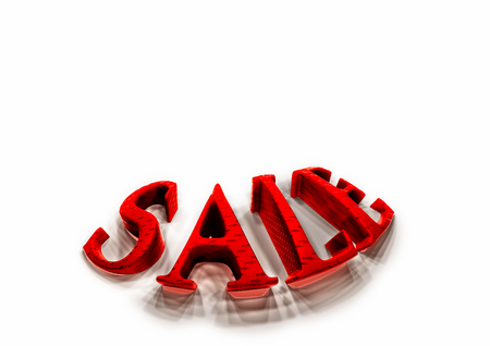 Dimensional inscription of SALE isolated on background. 3D rendering.の写真素材