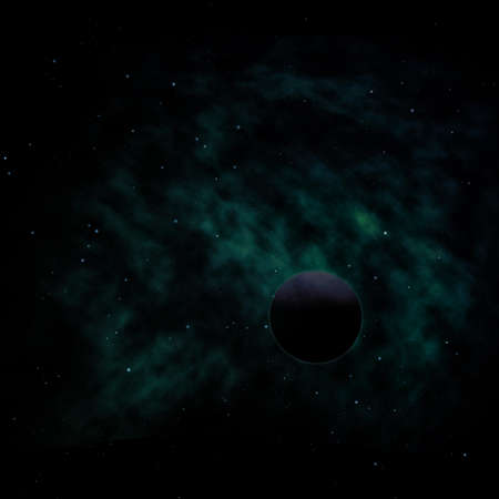 Planet in a space against stars and nebula.の写真素材