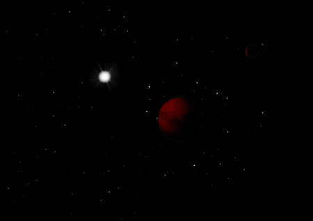 Planet in a space against stars and nebula.の写真素材