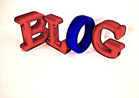 Glossy three-dimensional inscription Blog on dimensional background. 3D illustration.