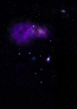 Far being shone nebula and star field against space.  3D rendering.の写真素材