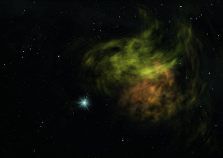 Star field in space and a nebulae. 3D rendering