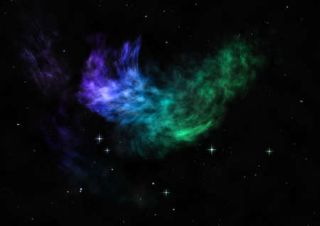 Star field in space and a nebulae. 3D renderingの写真素材