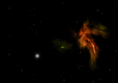 Star field in space and a nebulae. 3D renderingの写真素材