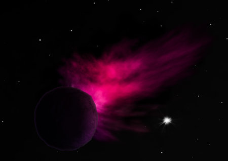 Planet in a space against stars. 3D rendering.