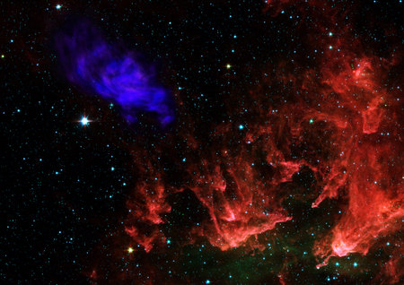 Star field in space and a nebulae. 3D renderingの写真素材