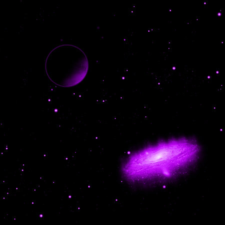 Planet in a deep space against stars and nebula.の写真素材