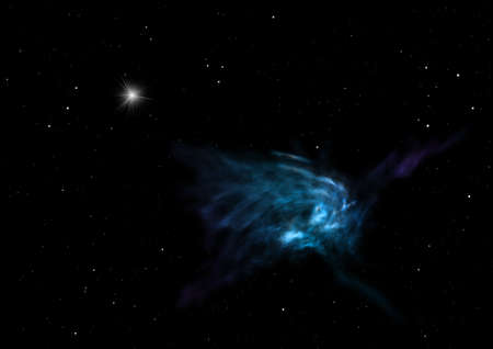 Star field in space and a nebulae. 3D renderingの写真素材