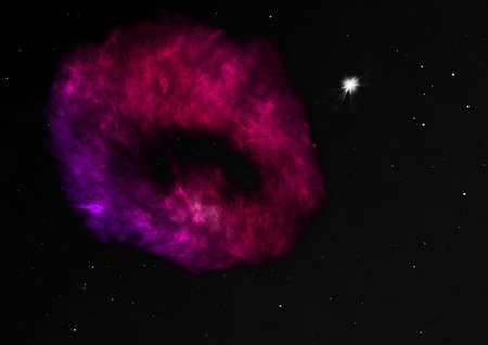 Far being shone nebula and star field against space.の写真素材