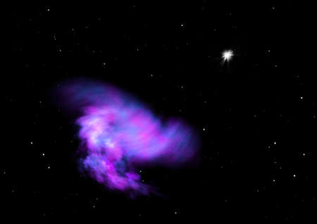 Being shone and star field against space.. 3D renderingの写真素材