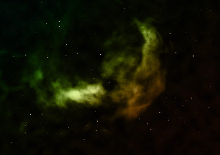 Far being shone nebula and star field against space.