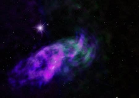 Star field in space and a nebulae. 3D renderingの写真素材